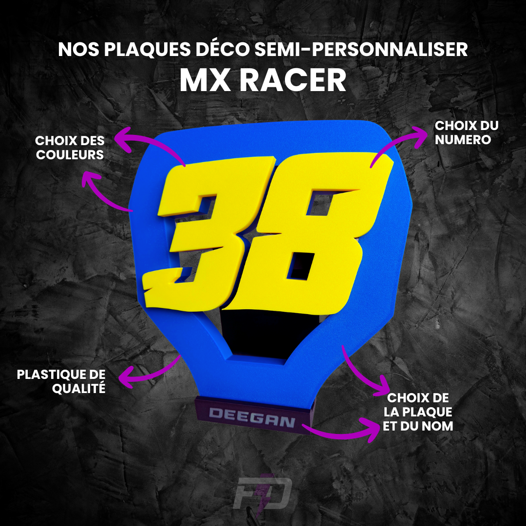 Plaques déco MX RACER semi-personnalisé